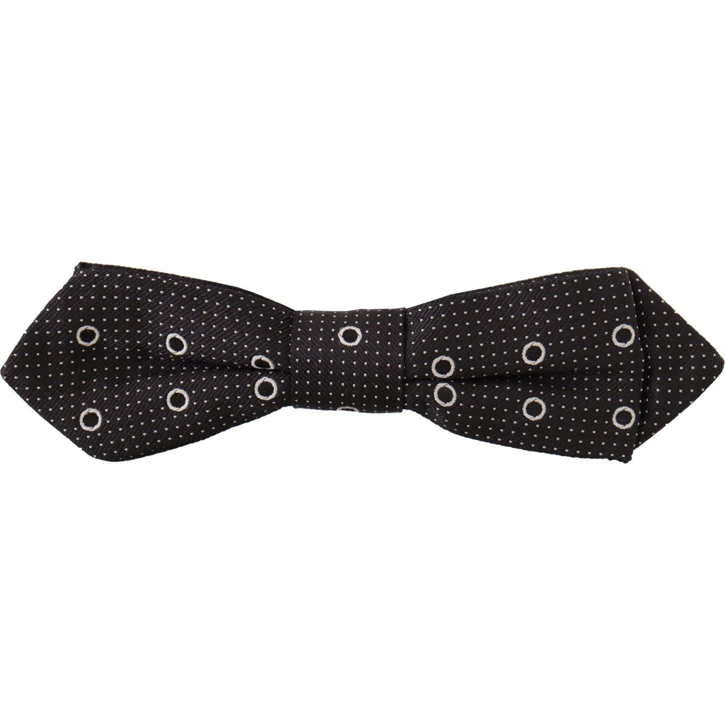 Dolce & Gabbana Black White Polka Dot 100% Silk Neck Papillon Tie
