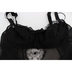 Dolce & Gabbana Black Silk Floral Lace Lingerie Top SIG30814-1