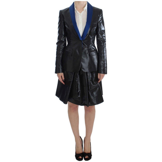 Exte Black Blue Two Piece Suit Skirt & Blazer 1728,67345645728,Black,Clothing,Exte,IT40|S,IT42|M,Material: 100% Polyester,New with tags,Skirt Suits - Suits & Blazers - Clothing,Suits & Blazers - Clothing,Suits & Blazers - Women - Clothing,Women,Women - Cl