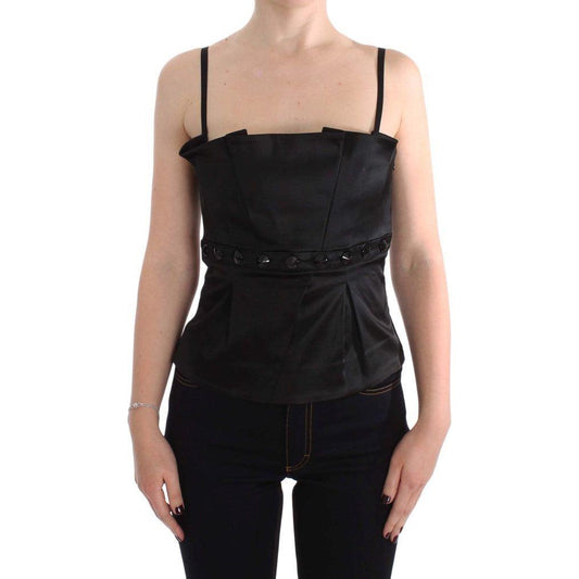 Exte Black Tank Party Evening Top Blouse 1728,4% Elastane,41% Cotton,67345645728,Black,Clothing,Exte,IT40|S,Material: 55% Acetate,New with tags,Suits & Blazers - Women - Clothing,T-Shirts - Clothing,Tank Tops - T-Shirts - Clothing,Women,Women - Clothing