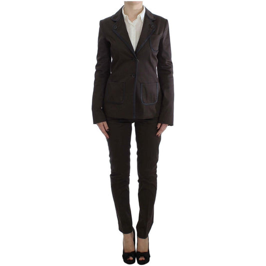 Exte Brown Stretch Two Button Suit
