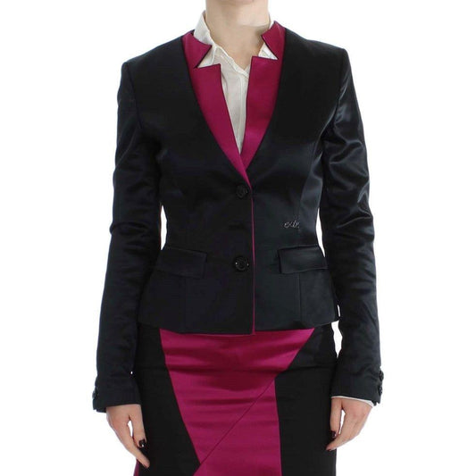 Exte Black Pink Stretch Blazer Jacket 1728,4% Elastane,45% Polyamide,67345645728,Black,Blazers - Suits & Blazers - Clothing,Clothing,Exte,IT40|S,Material: 51% Acetate,New with tags,Suits & Blazers - Clothing,Suits & Blazers - Women - Clothing,Women,Women