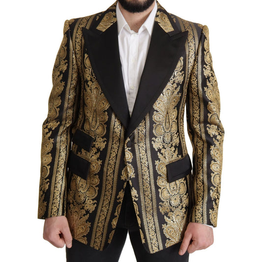 Dolce & Gabbana Elegant Single Breasted Jacquard Blazer Dolce & Gabbana Dark Slate Gray