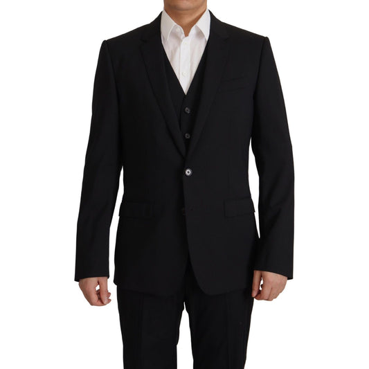 Dolce & Gabbana Elegant Black Martini Blazer and Vest Ensemble Dolce & Gabbana Black