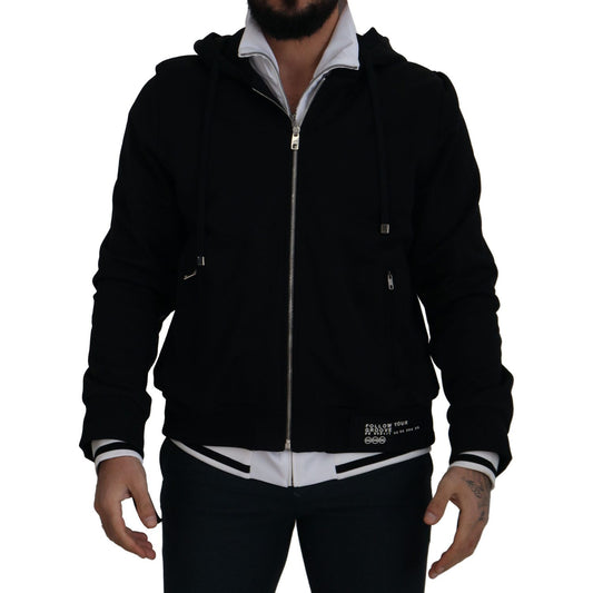 Dolce & Gabbana Elegant Black Bomber Jacket with Hood Dolce & Gabbana Black