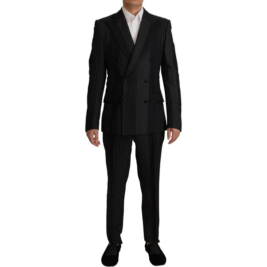Dolce & Gabbana Elegant Black Striped Slim Fit Two-Piece Suit Dolce & Gabbana Black