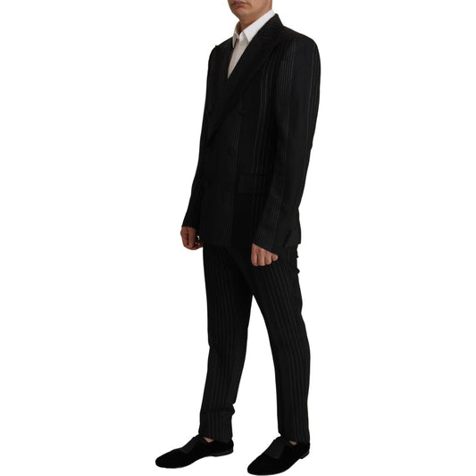 Dolce & Gabbana Elegant Black Striped Slim Fit Two-Piece Suit Dolce & Gabbana Black
