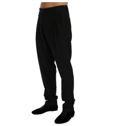 Dolce & Gabbana Elegant Black Striped Straight Fit Dress Pants Dolce & Gabbana Black