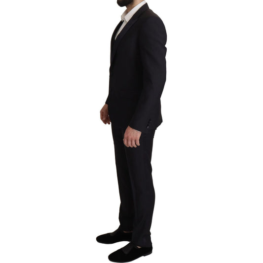 Dolce & Gabbana Elegant Black Three-Piece Wool Blend Suit Dolce & Gabbana Black