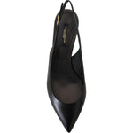Dolce & Gabbana Black Leather Slingbacks Heels Pumps Shoes LA10098- 35.5