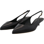 Dolce & Gabbana Black Leather Slingbacks Heels Pumps Shoes LA10098- 35.5