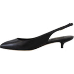 Dolce & Gabbana Black Leather Slingbacks Heels Pumps Shoes LA10098- 35.5