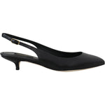 Dolce & Gabbana Black Leather Slingbacks Heels Pumps Shoes LA10098- 35.5