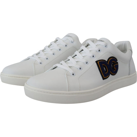 Dolce & Gabbana Elegant White Leather Men's Sneakers Dolce & Gabbana Gray