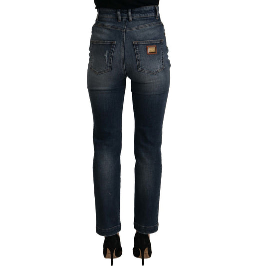 Dolce & Gabbana High Waist Skinny Designer Jeans in Blue Dolce & Gabbana Dark Slate Gray