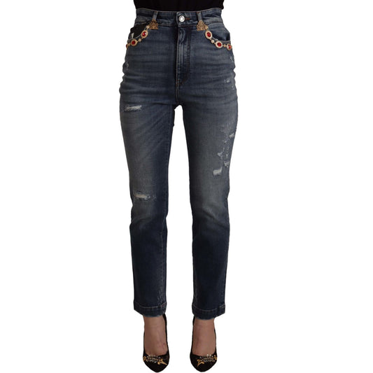 Dolce & Gabbana High Waist Skinny Designer Jeans in Blue Dolce & Gabbana Dark Slate Gray