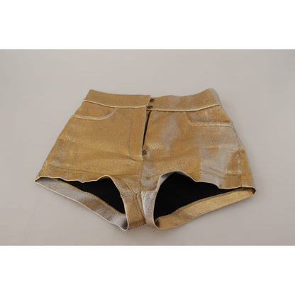 Dolce & Gabbana Gold Cotton Blend Glittered Hot Shorts