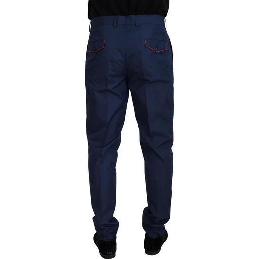 Dolce & Gabbana Elegant Slim Fit Chinos in Blue Silk Blend Dolce & Gabbana Black