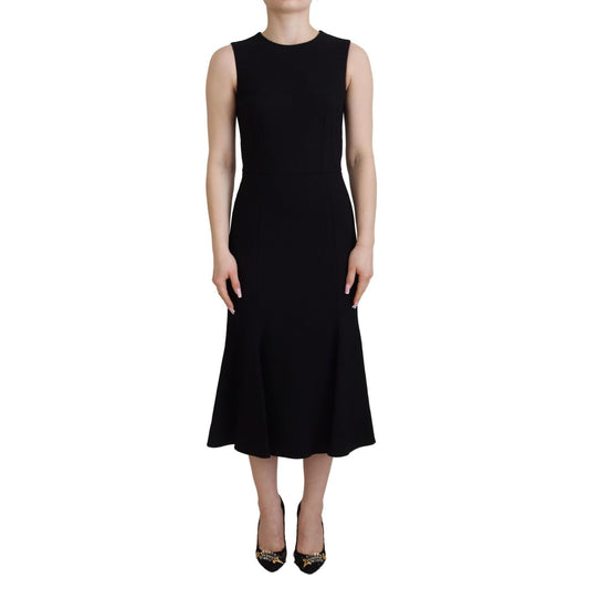 Dolce & Gabbana Black Dress Sheath Flare Viscose Dress