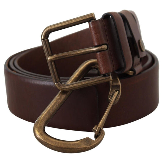 Dolce & Gabbana Elegant Brown Leather Belt with Metal Buckle Dolce & Gabbana Dark Slate Gray