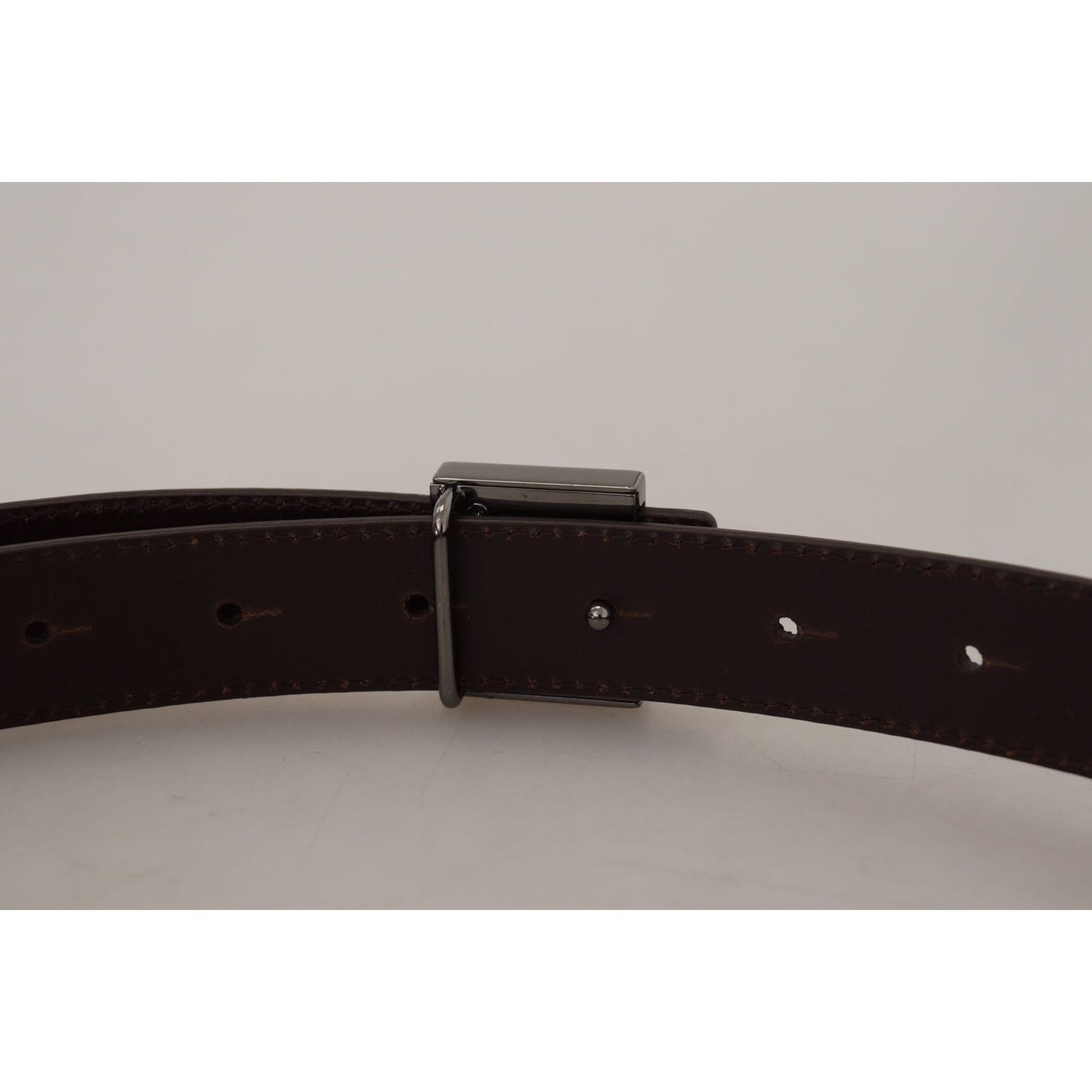 Dolce & Gabbana Gold Leather Silver Square Metal Buckle Belt