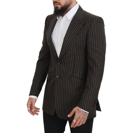 Dolce & Gabbana Elegant Striped Wool Blend Slim Blazer Dolce & Gabbana Dark Slate Gray