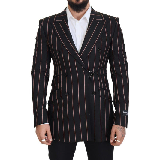 Dolce & Gabbana Elegant Slim Fit Double-Breasted Black Blazer Dolce & Gabbana Black