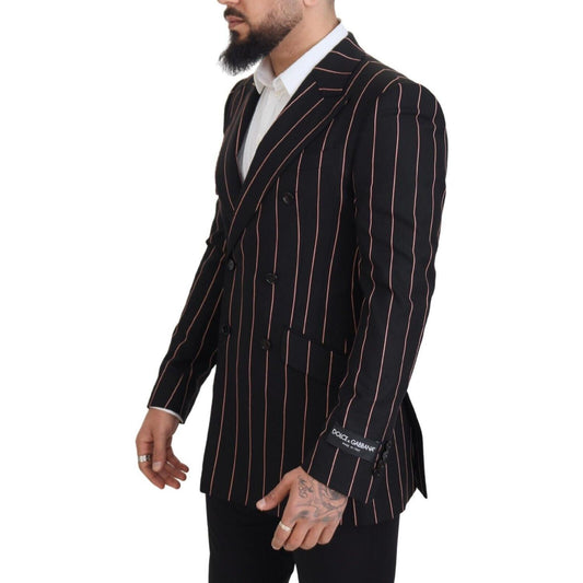 Dolce & Gabbana Elegant Slim Fit Double-Breasted Black Blazer Dolce & Gabbana Black