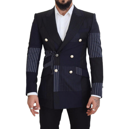 Dolce & Gabbana Elegant Navy Double Breasted Wool Blazer Dolce & Gabbana Black