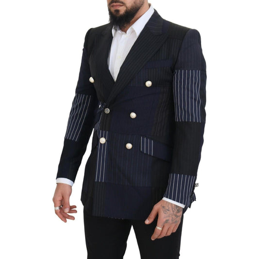 Dolce & Gabbana Elegant Navy Double Breasted Wool Blazer Dolce & Gabbana Black