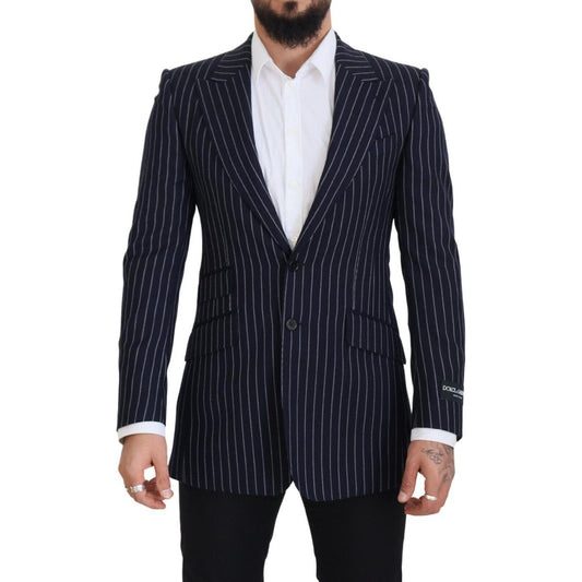 Dolce & Gabbana Elegant Navy Slim Fit Wool Blazer Dolce & Gabbana Black