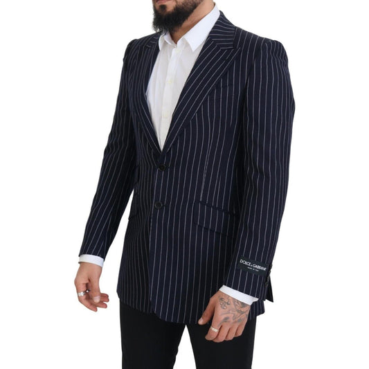 Dolce & Gabbana Elegant Navy Slim Fit Wool Blazer Dolce & Gabbana Black