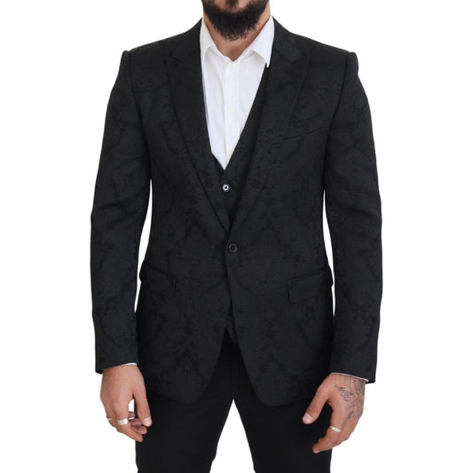 Dolce & Gabbana Elegant Black Martini Suit Jacket & Vest Ensemble Dolce & Gabbana Black