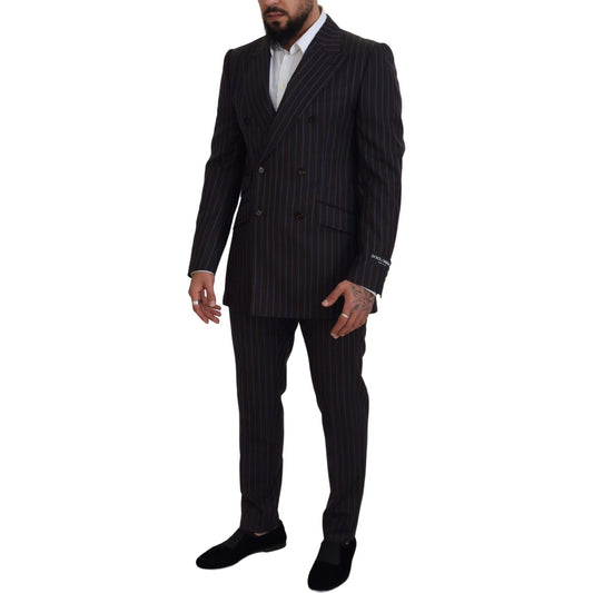 Dolce & Gabbana Elegant Black Striped Virgin Wool Suit Dolce & Gabbana Black