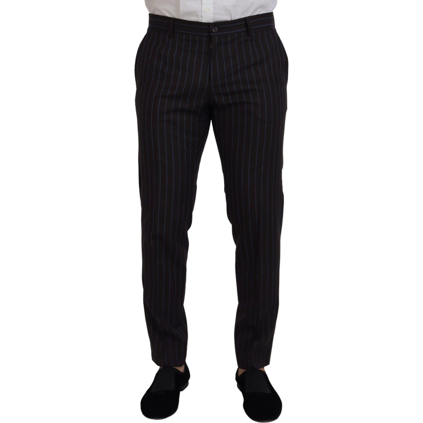Dolce & Gabbana Black Striped Wool Formal 2 Piece Suit