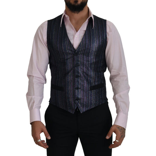 Dolce & Gabbana Multicolor Formal Dress Vest Luxury Blend Dolce & Gabbana Dark Gray