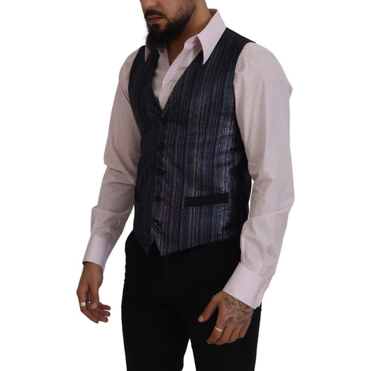 Dolce & Gabbana Multicolor Formal Dress Vest Luxury Blend Dolce & Gabbana Dark Gray