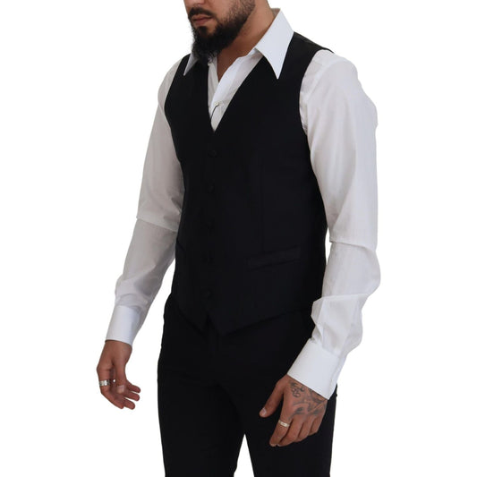 Dolce & Gabbana Elegant Black Single-Breasted Dress Vest Dolce & Gabbana Black
