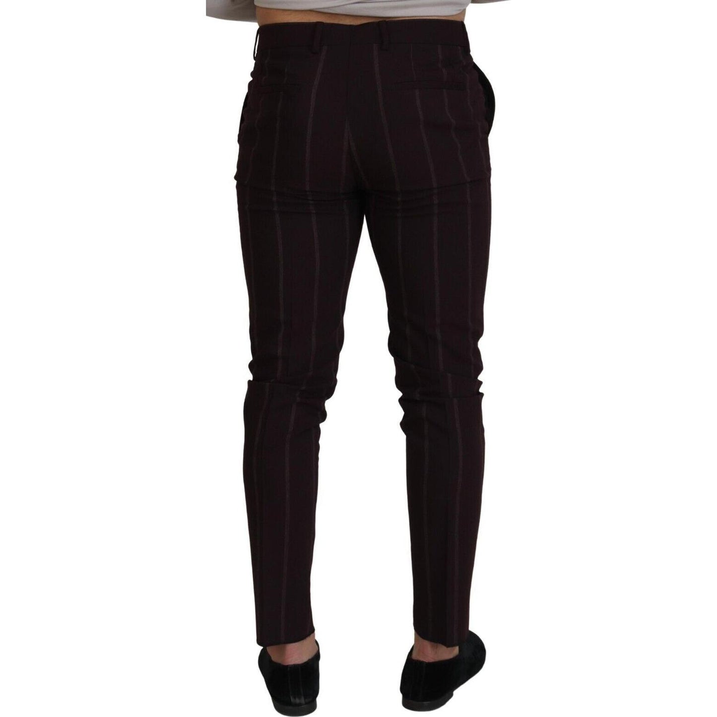 Dolce & Gabbana Brown Striped Men Trousers Cotton Pants