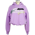 Comme Des Fuckdown Chic Purple Hooded Sweatshirt with Logo Print CO-10011-S