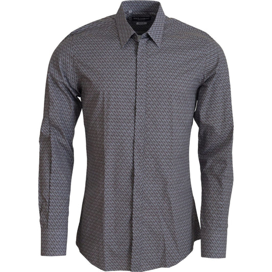 Dolce & Gabbana Gray Brown GOLD Slim Fit Dress Formal Shirt