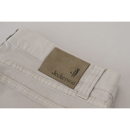 Jeckerson Gray Cotton Tapered Men Casual Pants