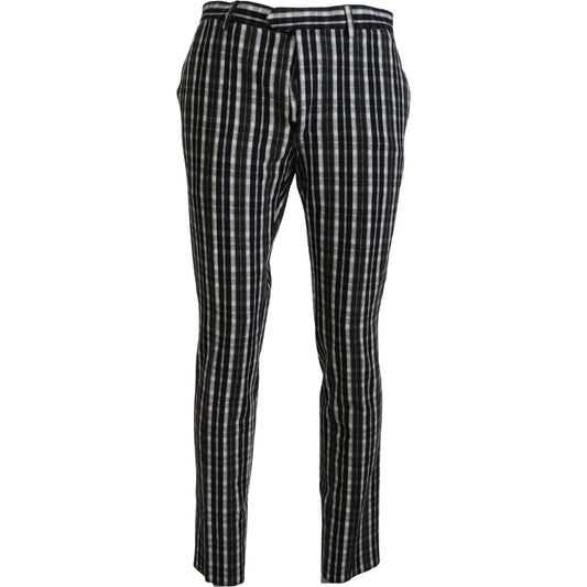 BENCIVENGA Black Checkered Cotton Casual Pants 1728,67345645728,BENCIVENGA,Black,Casual Pants - Pants - Clothing,Clothing,IT46 | S,Jeans & Pants - Men - Clothing,Material: 80% Cotton 20% Elastane,Men,Men - Clothing,New with tags,Pants - Clothing
