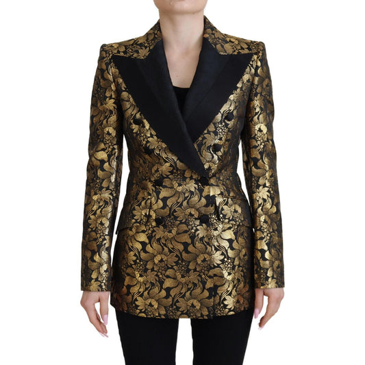 Dolce & Gabbana Elegant Black and Gold Floral Jacket Dolce & Gabbana Black