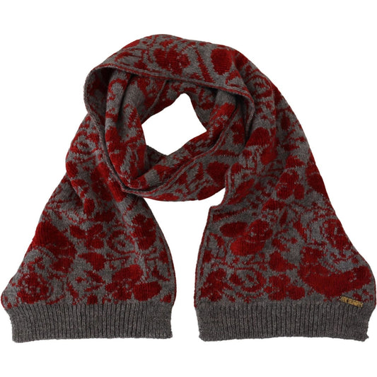GF Ferre Chic Red and Grey Cotton Wrap Scarf GF Ferre Dark Slate Gray