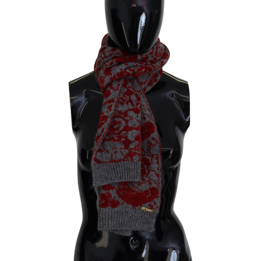 GF Ferre Chic Red and Grey Cotton Wrap Scarf GF Ferre Black