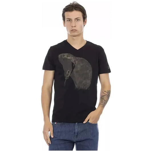 Trussardi Action Black Cotton Men T-Shirt Trussardi Action Dark Slate Gray