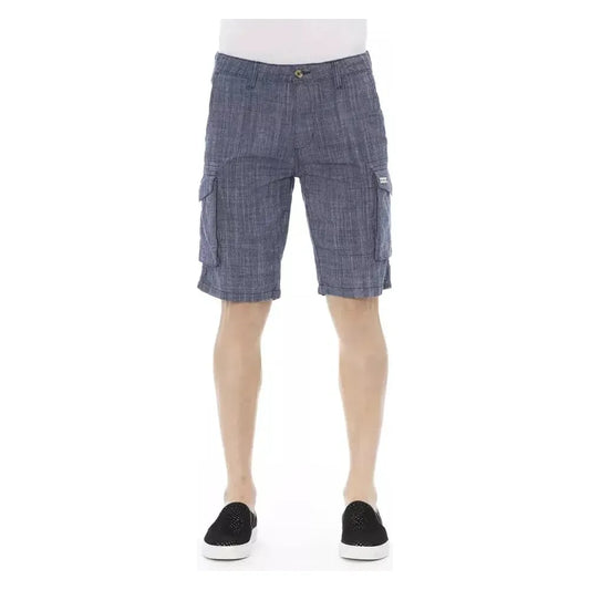 Baldinini Trend Blue Cotton Men Cargo Short Baldinini Trend Dim Gray