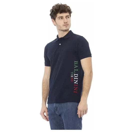 Baldinini Trend Blue Cotton Men Polo Shirt Baldinini Trend Dark Slate Gray
