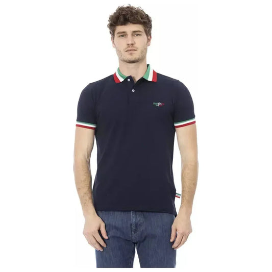 Baldinini Trend Blue Cotton Men Polo Shirt Baldinini Trend Tan